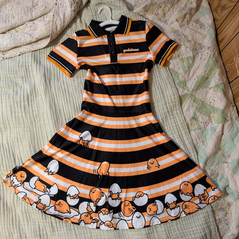 BlackMilk Gudetama Sanrio Lazy Egg NWT Dress XS Punk Goth Preppy Polo Collar - Picture 4 of 6
